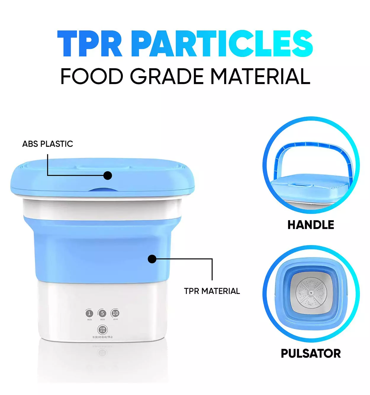 مینی واش لباسشویی مسافرتی تاشو تایمردار با خشک کن - Image 4