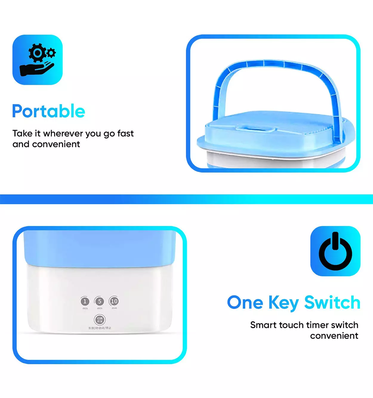 مینی واش لباسشویی مسافرتی تاشو تایمردار با خشک کن - Image 5