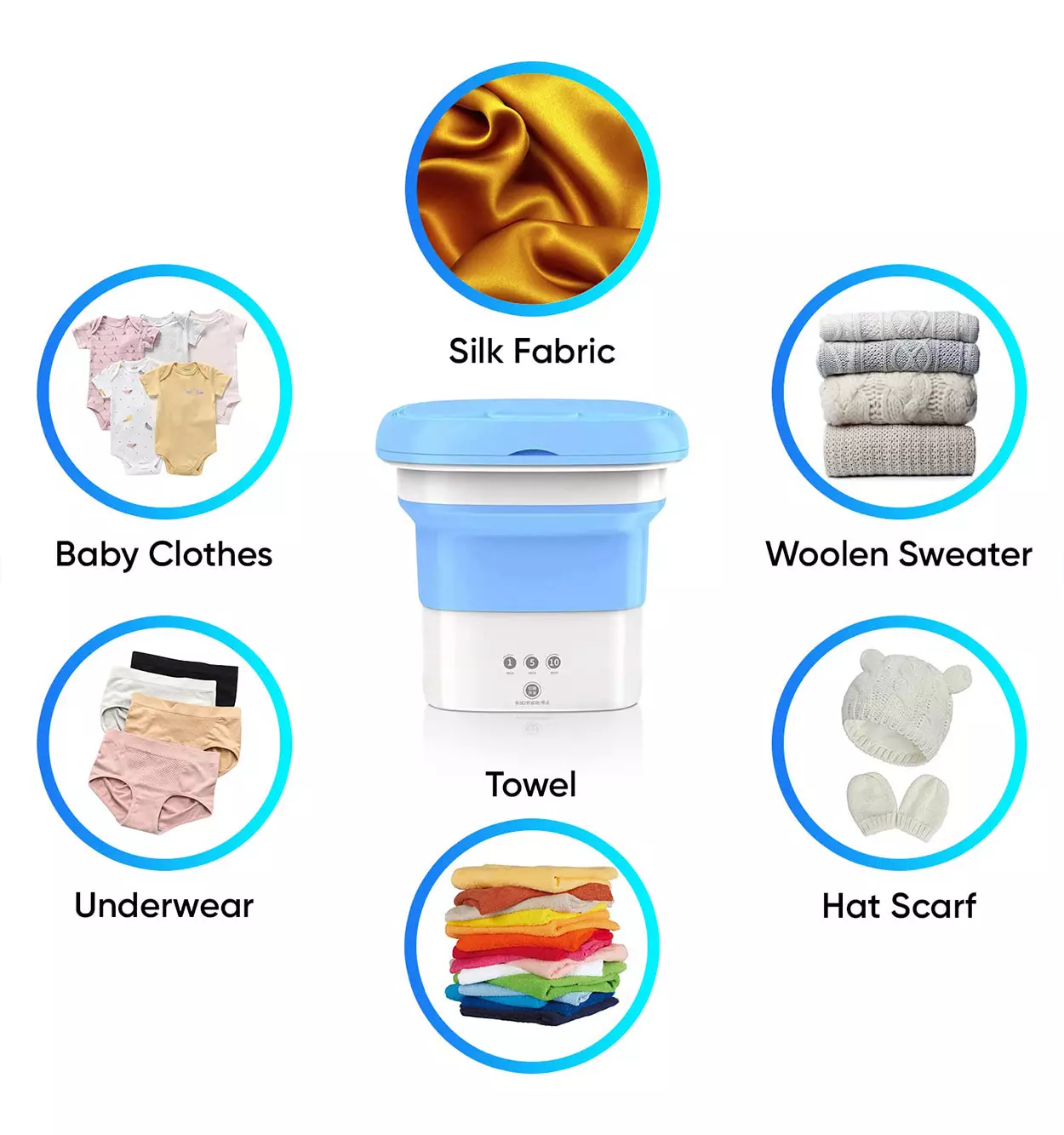 مینی واش لباسشویی مسافرتی تاشو تایمردار با خشک کن - Image 6