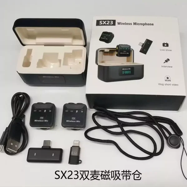 میکروفون یقه‌ای میکروفون SX23 ضبط صدای حرفه‌ای میکروفون بی‌سیم تجهیزات ضبط صدا
